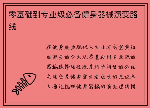 零基础到专业级必备健身器械演变路线